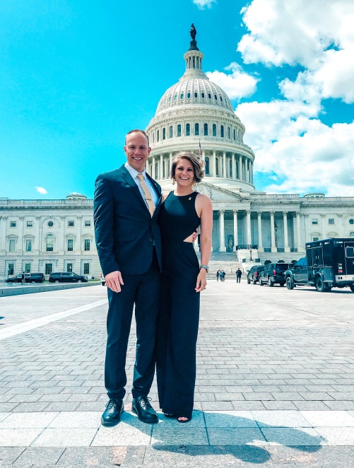 Wes and Nicole standing in front of the US Capitol Lobbying for One Voice Against Cancer